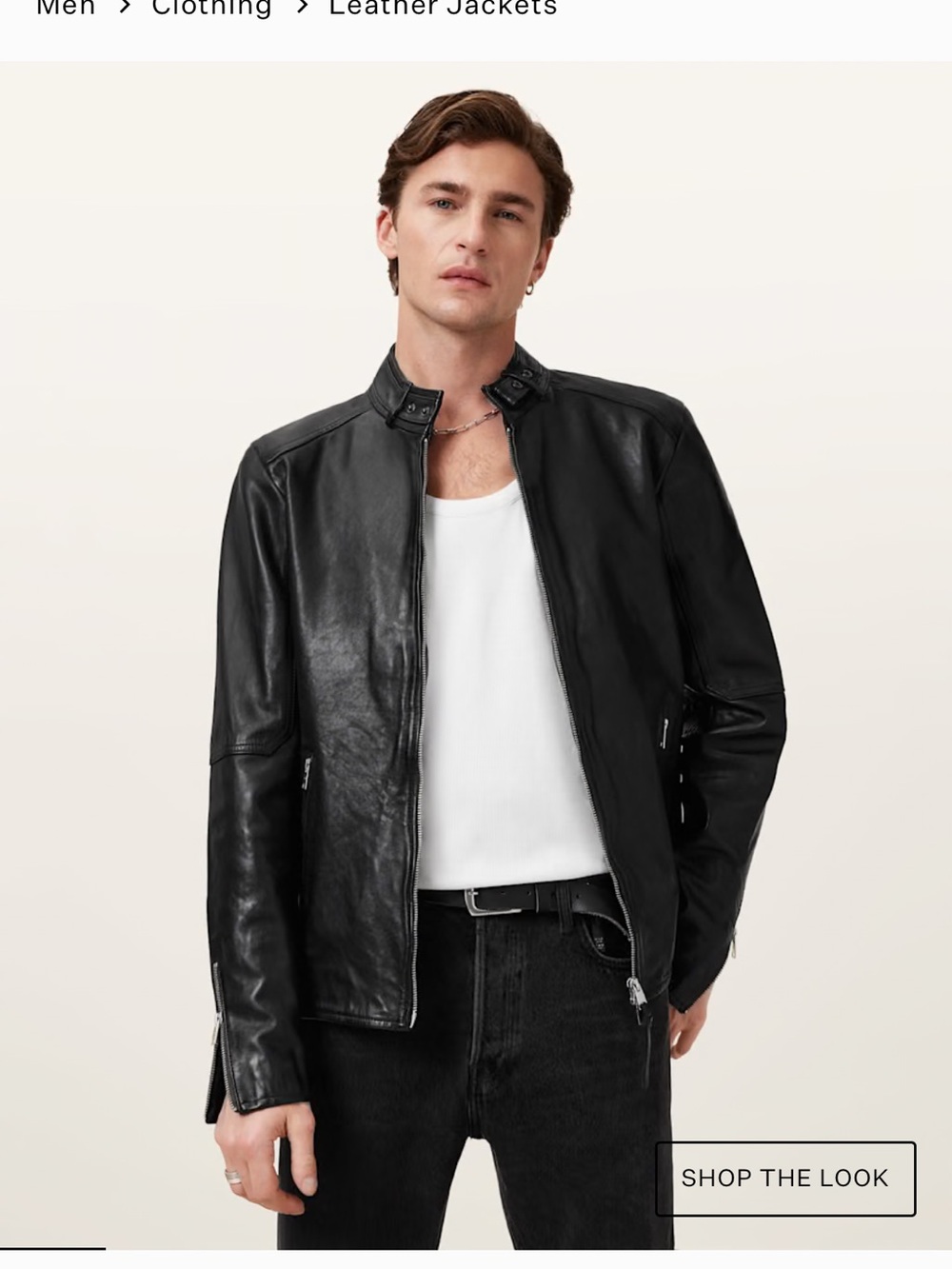 AllSaints Black Leather Bomber Jacket